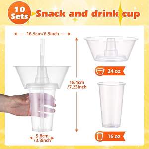 Gobelet à jus <span class=keywords><strong>de</strong></span> <span class=keywords><strong>fruits</strong></span> Boba en PET écologique avec logo personnalisé, 700 ml, Freyo Tower 2 en 1, gobelet à collation en plastique <span class=keywords><strong>pour</strong></span> manger et boire avec bol à collation sur le dessus - Product Image 3