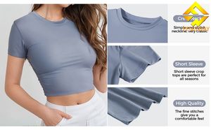 مخصص شعار المرأة قمم المحاصيل تيشيرتات قصيرة الأكمام جولة الرقبة تنفس عارضة الشارع الشهير الطفل المحملة للنساء - Product Image 5