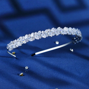 Diadema de zirconia europea para niña y mujer, Tiara para el pelo, cinta para el pelo, decoración para el pelo de boda, para dama de honor - Product Image 2