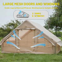 Tente de camping gonflable 4-6 personnes, haute performance, imperméable, coupe-vent, facile à installer, 4 saisons, en tissu Oxford.