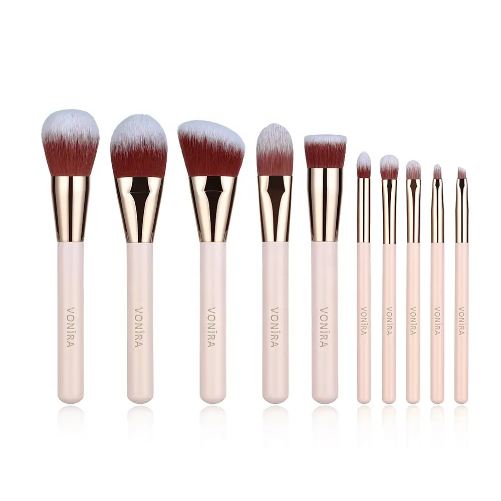 Vonira Borstels Fabrikant Custom Logo Premium Luxe 10Pcs Vegan Hoge Kwaliteit Groothandel Private Label Oem Odm Make-Up Borstel Set