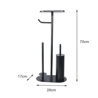 Support de papier toilette et brosse WC avec étagère pour téléphone, en métal noir, sur pied, avec fonction de réservatoire