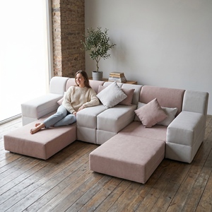 <span class=keywords><strong>Canapé</strong></span> modulaire en velours sans cadre avec logo personnalisé, emballé en rouleau, livré en boîte, <span class=keywords><strong>canapé</strong></span> sectionnel à expansion rapide pour studio - Product Image 3