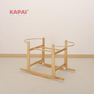 Cesta Mecedora de Madera de Color Natural con Soporte, Base Mecedora de Madera Maciza con Anillo Metálico Curvo <span class=keywords><strong>para</strong></span> Bebés Recién <span class=keywords><strong>Nacidos</strong></span> - Product Image 1