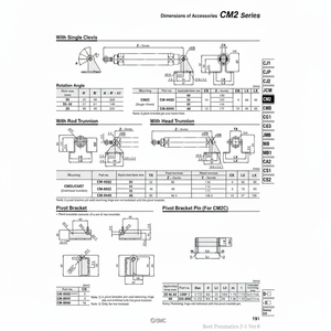 SMC Pneumatics Supports de montage Tourillon avec écrou CM-T020B pièces pneumatiques - Product Image 1