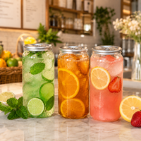 Transparante PET drankenblikje met verzegelde deksel, 250ml 330ml Wegwerpverpakking voor thee en fruitsap