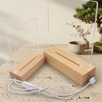 Présentoir LED Rectangulaire en Cristal et Bois, Socle en Verre Acrylique pour Art, Idéal pour Expositions, Magasins et Décoration Intérieure, Base de Lampe en Bois