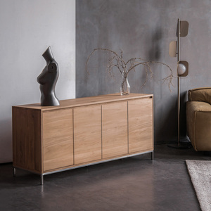 Aparador Minimalista de Madera de Teca Africana para Sala de Estar con 5+ Cajones y Compartimentos, Mueble Ahorrador de Espacio para Apartamentos y Hoteles - Product Image 2