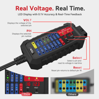 Boîtier de diagnostic OBD2 T528, testeur de circuit intelligent CAN Bus, détecteur de tension numérique LED 16 broches pour diagnostic et réparation automobile et camion