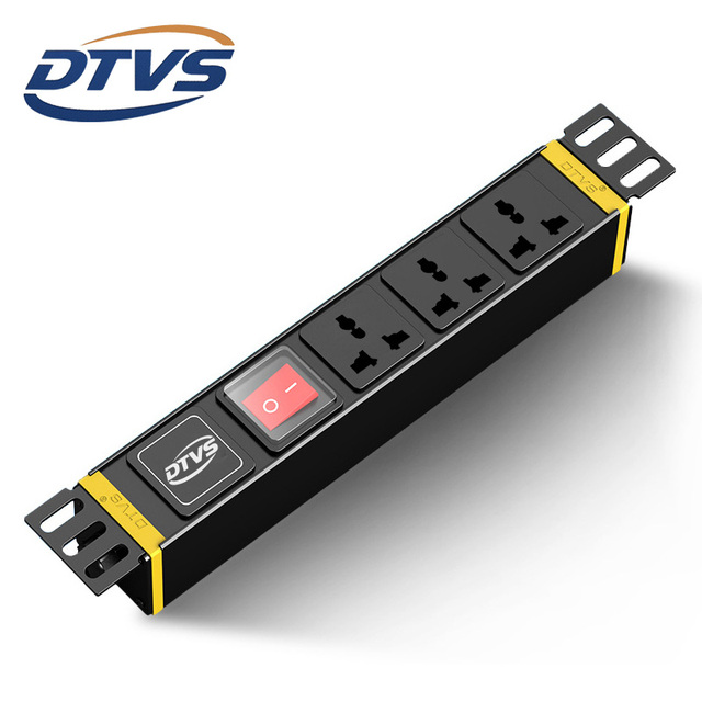 Industrial Grade Rack PDU | 3-Outlet Universal Socket with ON/OFF Switch | Aluminum Alloy Power Distribution for Servers