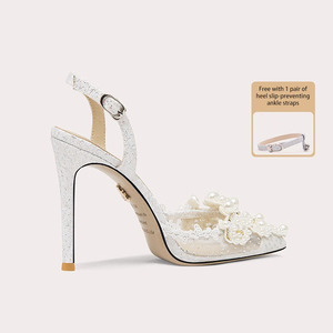 Eleganti Scarpe da Sposa Bianche Lilywei con Tacco Alto Personalizzate con Pizzo <span class=keywords><strong>e</strong></span> Perle Scarpe Estive da <span class=keywords><strong>Donna</strong></span> con Tacco a <span class=keywords><strong>Spillo</strong></span> - Product Image 2