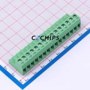 DB2EK-5.0-15P-GN-S Plug-in Terminal Block P=5mm Connector ( Connector Type: Male Plug )( Construction: 1x15P )( Pitch: 5mm ) - Product Image 1