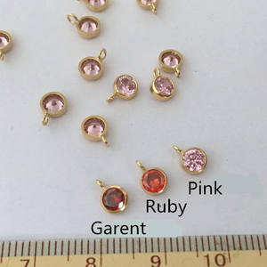 Premium 14K Gold Filled Charms 12 Birthstone Pendant 4mm Shiny Zircon Culet Anillo colgante vertical Charm para collar Pulsera - Product Image 5