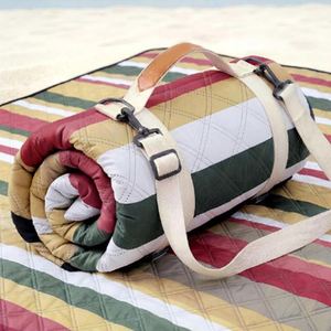 Picnic Blanket <b>Waterproof</b> <b>Padded</b> Beach Mat Foldable Outdoor Camping Rug with Handle Strap - Product Image 1