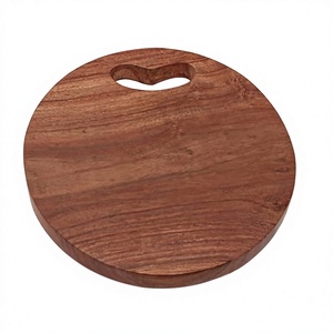 Planche à découper ronde en bois époxy durable et multifonctionnelle, faite à la main, pour hacher et servir, passe au lave-vaisselle, ustensiles de cuisine - Product Image 2