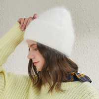 Chapeaux tricotés en laine de cachemire personnalisés de haute qualité Bonnet d'hiver en laine double couche épaisse et chaude pour femmes