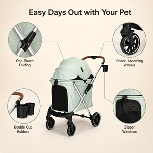 Poussette pour animaux <span class=keywords><strong>de</strong></span> compagnie USMILEPET 2 en 1, porte-animaux détachable, pliable, roues amortissantes, capote réglable, poussette pour chien <span class=keywords><strong>de</strong></span> taille moyenne 30 kg - Product Image 4