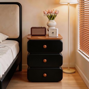 Table <span class=keywords><strong>de</strong></span> chevet ultra-étroite en bois massif, nouvelle armoire <span class=keywords><strong>de</strong></span> rangement ultra-étroite pour chambre à coucher, style bois naturel crème - Product Image 2