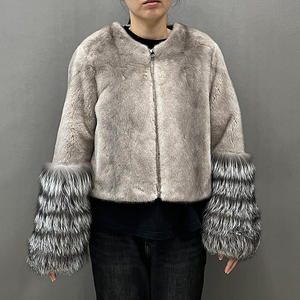 Giacca Corta in Vera Pelliccia di <span class=keywords><strong>Visone</strong></span> con Collo in Pelliccia di Volpe Jancoco Luxury Winter - Product Image 3