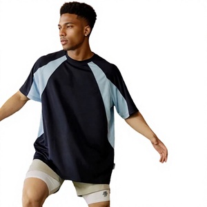 T-shirt à manches courtes surdimensionné pour homme, imprimé color block, respirant, en polyester, streetwear, décontracté - Product Image 4