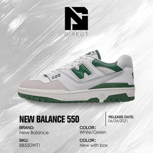 New Balance 550 'White Green' Retro Lace-up Round Toe Sneakers Lightweight Walking Running Shoes - Product Image 6