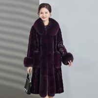 2025 Winter Neuerscheinung Importierter Vintage Nerz-Poncho Damen Langer Mantel mit Fuchspelzkragen für Mütter Mittleren Alters und Ältere Frauen
