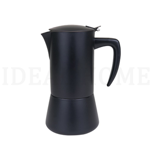 Cafetière Moka <span class=keywords><strong>italienne</strong></span> en acier inoxydable noir, 6 tasses, compatible <span class=keywords><strong>induction</strong></span>, en stock - Product Image 1