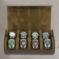 Kotak Penyimpanan Jam Tangan Kulit Sapi Asli Retro untuk 8 Jam Tangan, Kotak Penyimpanan Jam Tangan Kulit Crazy Horse