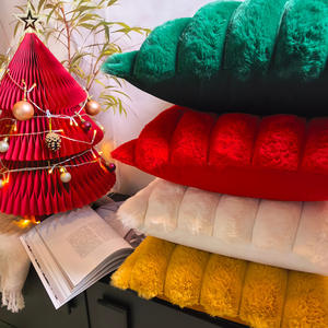 Drop Shipping yüksek kazık kürk kanepe yastık kılıfı yastık tavşan saç geniş şerit basit kare ev dekoratif yastık - Product Image 3