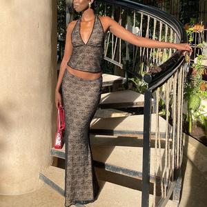 Vestido Largo de Encaje con Parches de Color Sólido para Primavera y Verano, Estilo Urbano, con Cordones, para Mujer - Product Image 4