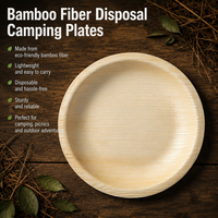 Assiettes jetables en fibre de bambou Eco, 50 pièces, 6 pouces (15 cm), rustiques, compatibles micro-ondes, résistantes aux fuites, pour le camping, les dîners