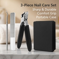 Vente directe usine : Grand coupe-ongles, repousse-cuticules, ensemble de 3 pièces pour manucure et pédicure, emballage en boîte