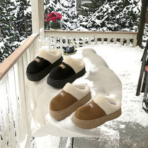 Chaussons d'intérieur chauds et antidérapants pour femmes, à bout fermé, semelle épaisse et souple, design tendance, vente chaude, hiver-printemps - Product Image 3