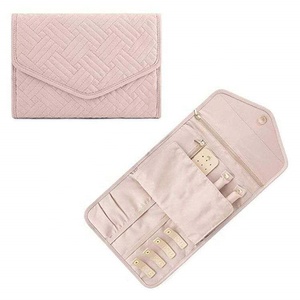 Travel jewelry organizer roll foldable jewelry case for rings necklaces jewelry storage bag