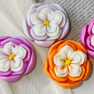 Fleur bougie Silicone moule bricolage aromathérapie gypse tridimensionnel fleur diffuseur pierre main savon moule - Product Image 2