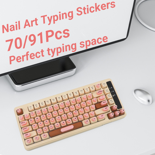 Silicone Nail Art Typing Stickers Keyboard Raised Keys for Long Nails & Raised Keyboard Typing Stickers for Long Nails