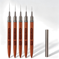 Pinceaux à ongles en nylon plissé avec manches en bois de santal de qualité supérieure, ensemble de pinceaux ovales plats de luxe pour gel, outils de manucure en acrylique pour salon