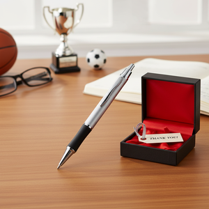Stylo bille sport en métal argenté, stylo publicitaire fantaisie avec pointe de 0,5 mm pour cadeaux - Product Image 2