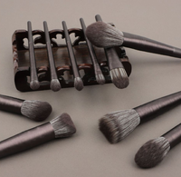 Pinceaux de maquillage synthétiques de haute qualité pour fond de teint et anticernes, en bois brun, doux et volumineux, pour le visage, 10 pièces, vegan, modèle 2026