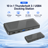 Dock Thunderbolt 3 10-in-1 40Gbps 8K+60Hz DP, 100W PD, Hub USB untuk Laptop