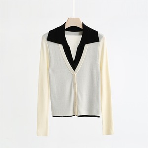 Ropa de diseñador con cuello vuelto Tops coreanos 18GG <span class=keywords><strong>Biella</strong></span> Yarn elegante Oficina delgada Cachemira cárdigan suéter de punto mujeres Tops - Product Image 1
