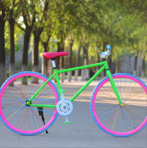 จักรยานเสือหมอบฟิกซ์<span class=keywords><strong>เกียร์</strong></span>โครงเหล็ก พร้อมเบรกหลังแบบ DIY ปรับแต่งสีได้ ล้อเดี่ยวขนาด 26 นิ้ว ขอบล้ออะลูมิเนียม เบรกวีเบรกและดิสก์เบรก - Product Image 2