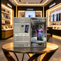 Boîte carrée gaufrée personnalisée pour emballage de dossiers en verre trempé avec design graphique, film de protection pour téléphone et œuvre d'art personnalisée, tout-en-un, jetable