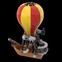 Blocs de construction en plastique à petites pièces MOC transfrontaliers, Modèle de dirigeable steampunk et montgolfière, Ornements de scène, Jouet DIY, Jouets pour garçons