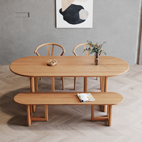 Table à manger moderne MYUZ en bois massif avec plateau en marbre, design créatif en bois de rondin pour la maison, salon, combinaison élégante de chaises 2 places