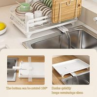 OEMODM Égouttoir à vaisselle détachable en acier inoxydable à 2 niveaux, avec égouttoir à assiettes, planche à découper et porte-couverts, organisateur de cuisine