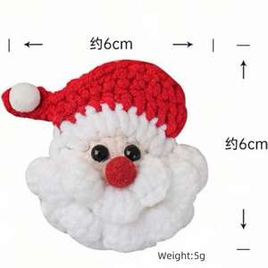 Broche en forme de tête de vieil homme en crochet de Père Noël, accessoire en laine, épingle à cheveux, décoration de Noël, cadeau de Noël pour fête - Product Image 5