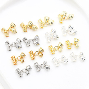 Ensemble de pendentifs en or véritable 18 carats, motif muguet, trois pièces, accessoires perlés en forme de lotus, perles pour bracelet DIY, D171 - Product Image 1