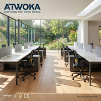 Banc de travail modulaire ATWOKA Moria avec rangement en colonne verrouillable et écran en tissu gris pour bureau commercial