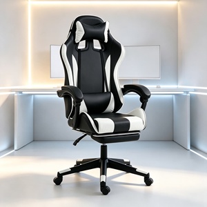 Sedia da Gaming in Pelle PU con Schiuma ad Alta Densità, Poggiapiedi Ergonomico Reclinabile, Poggiatesta Regolabile, Sedia Girevole da Corsa con Rotazione a 360 Gradi - Product Image 1